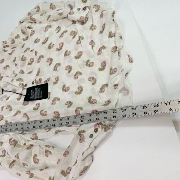 Chaser Top Womens Small cream bloomcore Floral Heirloom Shirttail Blouse NWT - Picture 5 of 9